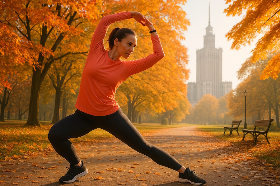 Rozciąganie w parku